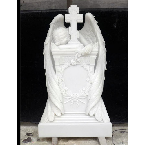 Надгробие скульптура скорбящий ангел с крестом